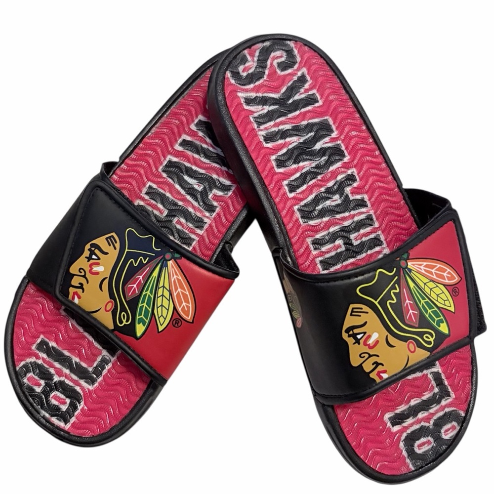 5/$30 🎈 NHL Chicago Blackhawks Logo Slide Sandals size 7/8